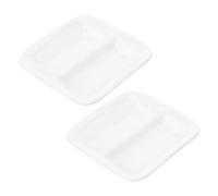DIYEAH 2 pièces Plateau Apéritif Céramique Compartiments Assiette à Sauce Divisée pour Condiments et Épices Lot de Blanc Pur Polyvalent et Résistant Réutilisable