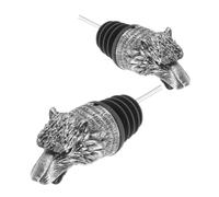 DIYEAH 2 pièces Verseur Vin Animal Tête de Loup Alliage de Zinc avec Bouchon Étanche Aérateur pour Bouteille Stoppeur pour Vin Rouge Whisky et Huile Lot de Finition Bronze Antique pour