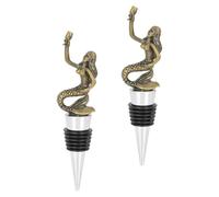 DIYEAH 2 Pièces Vintage Mermaid Wine Bottle Sealers Vacuum Preserver Wine Stoppers For Bottles Home Bar Decor And Party Accessory