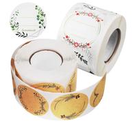 DIYEAH 2 rouleaux Étiquettes Autocollantes avec Motif Couronne Végétale de Stickers pour Emballage Cadeaux Cartes Enveloppes Autocollants Adhésifs Décoratifs pour Sacs et Pots