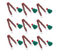 DIYEAH 20 Pièces Mini Knit Hat Scarf Set Rouge Vert Mini Chapeaux Tricotés pour Décoration DIY Poupée Accessoires Noël
