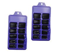 DIYEAH 200 Faux Ongles en Plastique Noir Forme Cercueil, Facile à Appliquer Festivals et Saint-valentin, Pack de 200 Pièces pour Manucure Professionnelle
