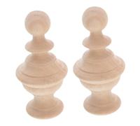DIYEAH 2pcs Fleurons en Bois Massif 6x10cm Non Finition, Pommeaux Décoratifs Sculptés pour Escalier et Lit, Installation Facile pour Décoration Intérieure Élégante