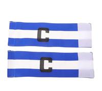 DIYEAH 2pièces Brassard Capitaine Foot C Élastique Ajustable pour Football Futsal et Volley Modèle Bleu et Blanc Fixation à Pression pour Hommes Femmes et Jeunes