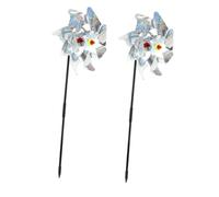DIYEAH 2pièces Moulinet à Paillettes avec Oiseau Réfléchissant Jouet Décoratif pour Maison Et Jardin Lot de Moulins à Vent Colorés