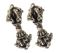 DIYEAH 2pièces Pendentif Tibétain Laiton Lot De Porte-clés Décoratif Unique Pendentif De Collier Avec Symbole Om Et Nœud Tibétain