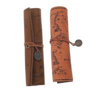 DIYEAH 2pièces Trousse à Crayons Rétro Toile Étui à Crayons Enroulable Multifonctionnel Sac De Rangement Pratique pour Stylos Et Design Vintage