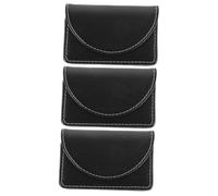 DIYEAH 3 Pièces Étui Porte-cartes de Visite en Cuir Noir, Format Horizontal Compact, Protège-cartes et Porte-billets Pratique pour Bureau et Voyage, Pochette Fine et Résistante,
