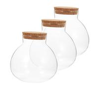 DIYEAH 3 pièces Micro-Landscape Glass Bottles with Cork Sealed Round Ecological Jars Decorative Transparent Terrarium Planters for Indoor Plants and Home Décor