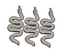 DIYEAH 3 Pièces Patch Serpent Brodé à Perles Strass Décoration Couture Résistante pour Vêtements Sacs Chaussures Chapeaux Accessoires DIY