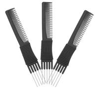 DIYEAH 3 Pièces Peigne de Coiffure Noir en Plastique et Métal, | Séparation Précise, Dents Lisses et Rondes, Station de Coupe, Voyage, Coiffeurs et Usage Maison