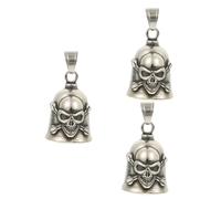 DIYEAH 3 Pièces Pendentif Acier Inoxydable Skull Bell pour Hommes Collier Punk Vintage avec Cloche Accessoire Diy Élément Unique et Créatif pour Style Distinctif