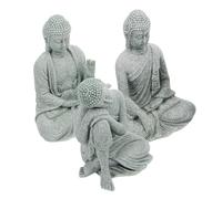 DIYEAH 3 pièces Sculptures Bouddha en Pierre de Chine Décoration pour Salon Jardin Entrée Créant Atmosphère Paisible