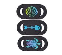 DIYEAH 3pièces Cache Webcam pour Pc Portable Lot Motif Tortue Poisson Et Coque Colorée Protection Vie Privée Coulissante Compatible Ordinateur Smartphone Et Tablette