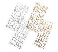 DIYEAH 4 feuilles Autocollants Alphabet et Chiffres Strass Dorés et Blancs Lot de Autocollants Lettres et Brillants pour Scrapbooking DIY Décoration Planners et Cartes de Vœux