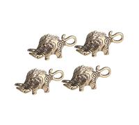 DIYEAH 4 Pendentifs en Laiton de Sanglier, Porte-Clés Artisanaux Faits Main, Breloques DIY pour Charmes de Clés, Coffret de 4 pièces