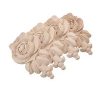 DIYEAH 4 Pièces Appliques en Bois Non Peintes, Fleurs Roses Décoratives | Artisanat Beige, Pose Facile, Compatible Armoires et Portes, Style Vintage Classique Moderne Élégant