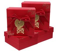 DIYEAH 4 pièces Boîtes Cadeau Mariage Chinoises Coffrets Papeterie pour Bonbons et Biscuits Capacité Festive