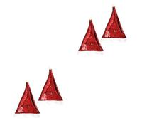 DIYEAH 4 Pièces Bonnet de Noël à Paillettes Réversible Rouge pour Fêtes | Tissu Sequins, Accessoire Costume Festif, Toucher Agréable, pour Événements Communautaires et Bureau