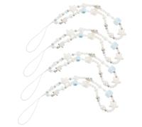 DIYEAH 4 Pièces Bracelet Téléphone Perlé avec Imitation Étoile Lanière Poignet Style Plage pour Smartphone et Appareil Photo