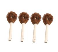 DIYEAH 4 pièces Brosse Vaisselle Noix Naturelle à Long Manche Brosse Nettoyante Multifonction pour Casseroles Évier et Surface de Cuisine pour Taches Tenaces 4pcs