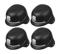 DIYEAH 4 pièces Casque de Policier Garçon Fille Style British Bobby Casques Noirs pour Déguisement Policier Garçon Fille Accessoires de Rôle pour Halloween Fête et Jeu de Rôle