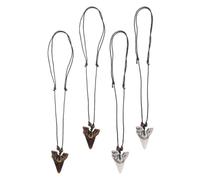 DIYEAH 4 Pièces Collier Dent de Requin Réglable en Résine, Style Vintage | Bijou Surf Inspiré, Pendentif Dentiforme, Palette Variée, pour Garçons, Ados, Activités Extérieures