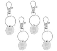 DIYEAH 4 Pièces Jeton de Panier D'achat en Acier Inoxydable Argenté Texture Lisse pour Supermarchés et Usage Quotidien Portable et Léger