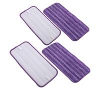 DIYEAH 4 Pièces Lot de Tampons de Rechange Lavables Microfibre pour Balai Plat Réutilisables Compatibles avec Balai Humide et Sec 12 pouces, 4 pcs (Violet Cationique)