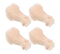 DIYEAH 4 Pièces Meuble Massif Sculpté Support Solide et Décoratif pour Meuble TV Commode et Table Installation Facile et Design Artistique