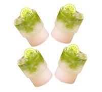 DIYEAH 4 Pièces Miniature Fruit Tea Resin Cups Bottles Dollhouse Accessories for Pretend Interaction and Kitchen Decor