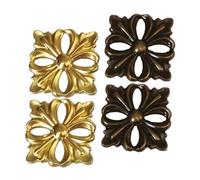 DIYEAH 4 Pièces Pièce décorative Colonne clé Devant poussière Rustique Appliques d'armoire Autocollant Applique sculpté décoration d'angle de Porte décoration intérieure Alliage de Zinc