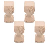 DIYEAH 4 Pièces Pieds de Meuble en Bois Beige, Sculptés, 12x6cm | Installation Facile, Finition Élégante, Usage Polyvalent, pour Canapé et Bibliothèque, Design Classique