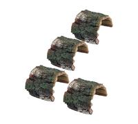 DIYEAH 4 Pièces Reptile Basking Dock with Realistic Rock Cave Decor Resin Turtle Climbing Platform and Betta Hideout Shelter for Lizards and Aquatic Tortoises