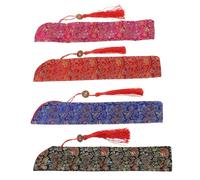 DIYEAH 4 Pièces Sac de Protection pour Éventail Pliant Style Vintage avec Glands Soie Pochette Portable pour Éventails à Main Chinois et Japonais Sac de Rangement Léger pour Mariage