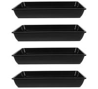 DIYEAH 4 Pièces Soucoupe Rectangulaire pour Pots de Fleurs, PP Noir, | Protège les Meubles des Traces D'eau, Retient la Terre, Usage Bureau et Extérieur, pour Plantes