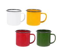 DIYEAH 4 pièces Tasses Émail Rétro Mugs Robustes pour Thé et Boissons Chaudes Réutilisables Résistants Rouille Assortiment Blanc Rouge Usage Quotidien