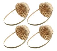 DIYEAH 4 Pièces Tressé à Main en Bambou, Léger et Portable pour Fleurs | Poignée Souple, Réutilisable, Aspect Beige, Décoration de Banquet, Rangement Maison, Style Élégant