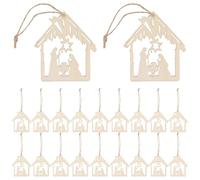 DIYEAH 40 Décorations Suspendues en Bois pour Crèche de Noël Pendentifs Religieux Représentant la Naissance de Jésus Décorations Artisanales à Peindre pour Sapin et Fêtes Chrétiennes