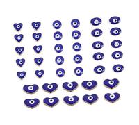 DIYEAH 40 Pièces Perles Décoratives Turques Œil Malin de Charms Ronds Cœurs et Ovales pour Fabrication de Bijoux Diy Accessoires Artisanaux