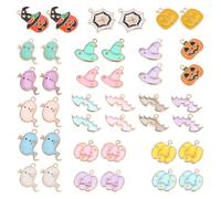 DIYEAH 42 Pièces Pendentif en Alliage pour Bijoux Diy, Décoration Halloween Chapeau Citrouille, Spectre et Chauve-souris, Style Amusant et Processus de Goutte D'huile Plusieurs styles