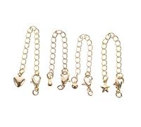 DIYEAH 4pièces Rallonge De Chaîne Plaquée Or pour Collier Ou Bracelet avec Fermoir Mousqueton Lot