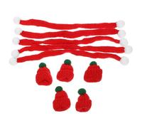 DIYEAH 5 Ensembles Lot de Mini Bonnets de Noël Tricotés et Écharpes Festives Accessoires Décoratifs pour Poupées Petits Animaux et Bouteilles de Vin Décoration DIY de Noël