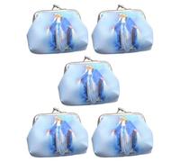 DIYEAH 5 Pièces Petit Porte-Monnaie Religieux Vierge, PU Métal, Compact | Organise Bagues, Boucles D’oreilles, Bracelets, Résistant à L’eau Rayures, pour Prières, Église, Pâques