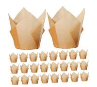 DIYEAH 50 Caissettes à Cupcakes Tulipe en Papier Naturel Moules à Muffins Jetables Supports à Pâtisserie pour Cuisson et Présentation Emballages Pratiques pour Anniversaires et Fêtes