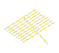 DIYEAH 50 pièces Bâtons Papier pour Barbe à Papa Jaunes et Blancs Rayés Accessoires Compatibles Machines Automatiques Commerciales Lot pour Fêtes et Événements