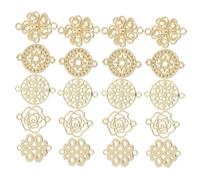 DIYEAH 50 Pièces Connecteurs Charms Métal Antique à Double Trou pour Bracelet Collier Boucles Oreilles DIY Motifs Floraux Filigrane Variés Alliage Doré