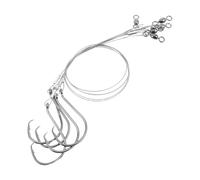 DIYEAH 5pièces Montage de Mer avec Hameçon Barbelé Double Inversé Bas de Ligne Acier Inoxydable Résistant Corrosion Équipement Robuste pour Haute Mer et Bateau