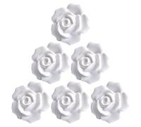 DIYEAH 6 Pièces Bouton de Placard en Céramique Blanc de Rose, Poignée de Porte D'armoire Créative et Résistante pour Meubles Cuisine et Tiroirs