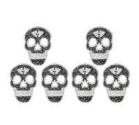DIYEAH 6 Pièces Écusson Crâne Noir en Résine Auto-adhésive Thermocollant Patch Décoratif DIY Style Punk pour Sac et Vestes pour Vêtements Quotidiens et Festivals